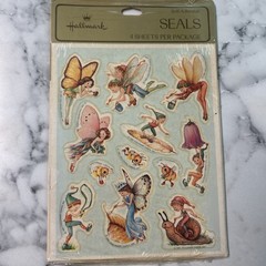 Vintage 1981 Hallmark Pixy Pixies Fairy Fairies Elf Elves Snail Sticker Sheet