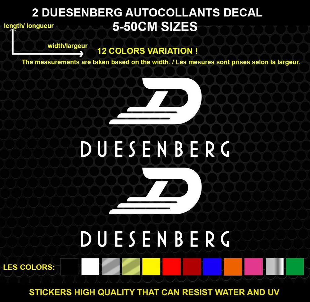 2 Duesenberg Decorative Stickers – Vehicles & Accessories, 2 Piece Set