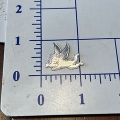Vintage Silver Foil Embossed Angel Cherub Die Cut Stickers RARE