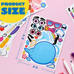 24 Sheets 9″X6″ Make a Face Stickers for Kids, Make Your Own Stickers with Unico