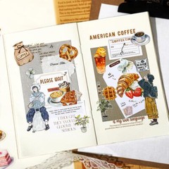 100Pcs Bread Coffee Transparent Stickers Food Sticker Journal Planner Supplies