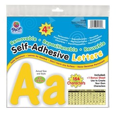 154-Count Self-Adhesive Letters, 4, Uppercase, Lowercase, Yellow, 51695