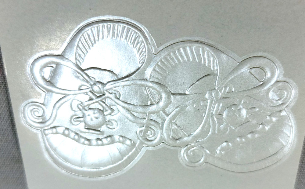 Vintage Frances Meyer Embossed Pearl Baby Shoes Stickers Scrapbooking Craft Set