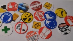 Pre Cut One Inch Industrial Safety Bottle Cap Images! FREE SHIP