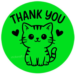 Thank You Stickers Cute Cat Labels Small Business Packaging Seals