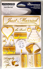Reminisce Just Married 3D Cardstock Stickers Wedding Scrapbooking 2011 NOS 17pc