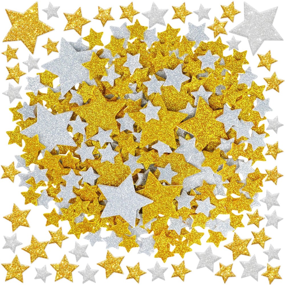 1032Pcs Foam Stickers Glitter Star Sticker Gold Silver Stars
