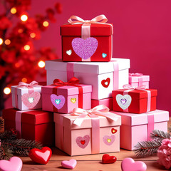 676 Pcs Valentines Heart Foam Stickers,4 Sizes 5 Colors Glitter Self Adhesive He