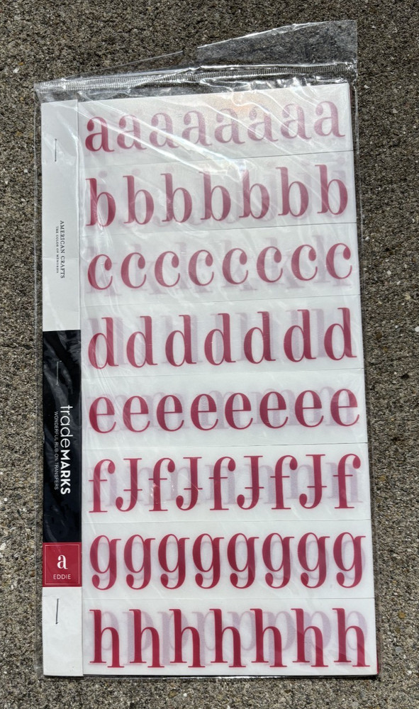 TRADEMARKS EDDIE RED 290 ALPHABET LETTERS NUMBERS WORDS ABC RUB ONS BOOK LOWER