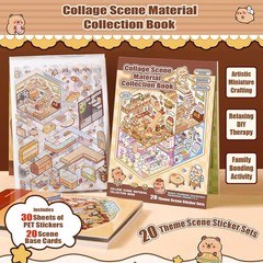 20 Sets 3D Sticker Scene, Miniature House Book for Sticker Therapy, Cute Cartoon