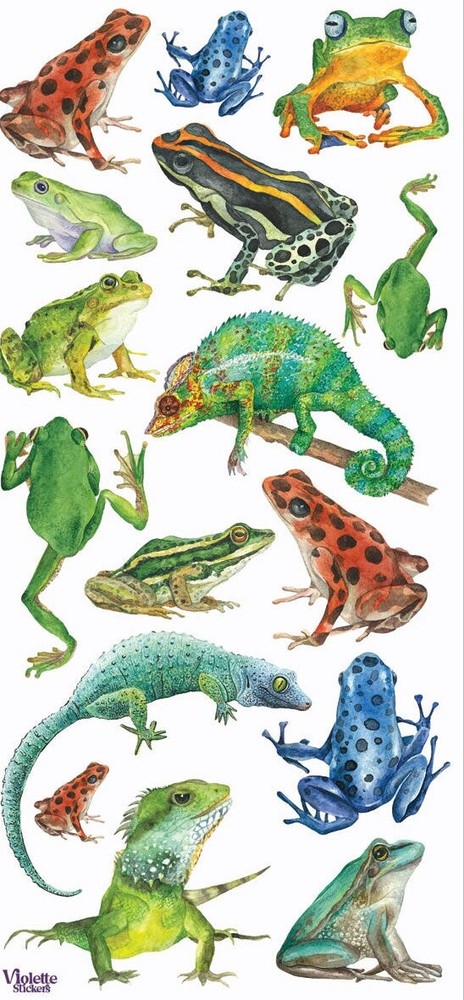 Violette Stickers Holographic Frogs & Lizards Crafts Planner Supply Scrapbook