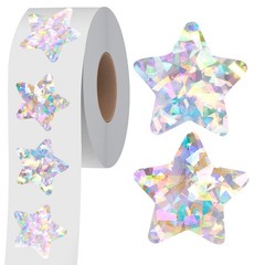 500PCS Metallic Star Stickers, Reflective Foil Stars for Behavior Charts, Silver