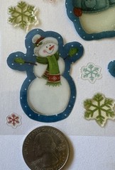 SNOWMAN EPOXY/VELLUM Stickers(18pc)Christmas~Snowflakes~Holiday~Glitter~Winter~