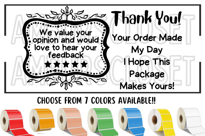 THANK YOU STICKERS WATERPROOF 2.25″×1.25 LABELS SEALS REVIEW VALUE Thermal