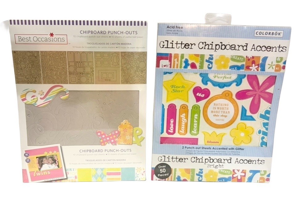 Lot of 2 Scrapbooking Chipboard Embellishments Best Occasions Colorbok New