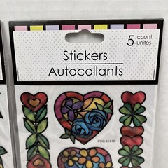 Scrapbook Stickers Faux Stained Glass Flowers Hearts Craft 5 Count Lot Of 2