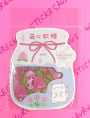 Cats & Candy Kawaii Sticker Flakes Pink Jar Packet