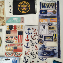 US NAVY Scrapbook Stickers Lot USN Patriotic USA Window Flags Military