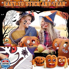 LINAYE 96 PCS Pumpkin Face Stickers for Toddlers Kids, Mini Pumpkin Decoratin