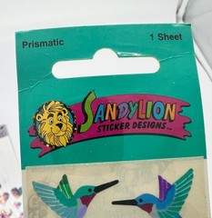 VTG Hambly Studios Stickopotamus Sandylion Stickers LOT Holographic Hearts Birds