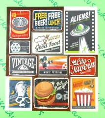 Advertisement & Movie Signs Glitter Sticker Sheet