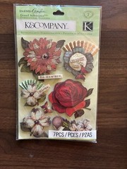 K & Company Floral 3-D Stickers Tim Coffey Borders Lot of 5 Retired NOS