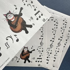 Vintage 80s 90s Hatley Cat Guitar Music Notes Note Stationary Paper Sheets