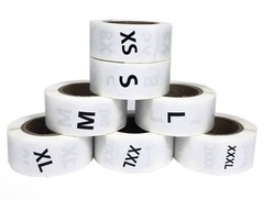3,500Pcs. Clothing labels for T-shirt & more, 500/roll.XS,S,M,L,XL,XXL,XXXL.