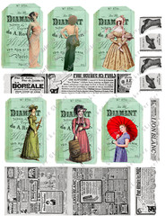 Paris Advertisement Tags Card Toppers Collage Supplies Scrapbook Junk Journal