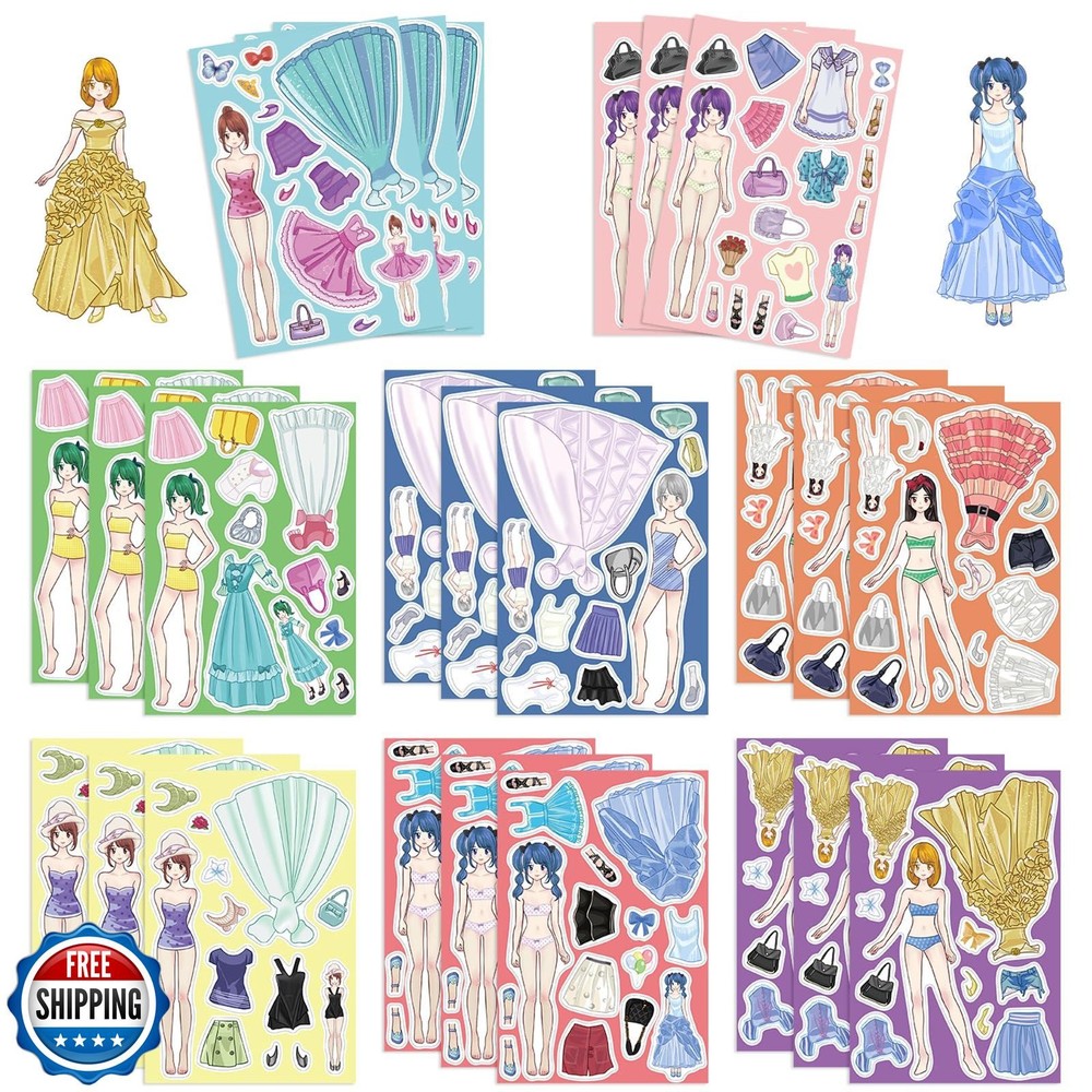 24 Sheet Princess Dress Stickers Make Your Own Princess Sticker for Kids 3+,