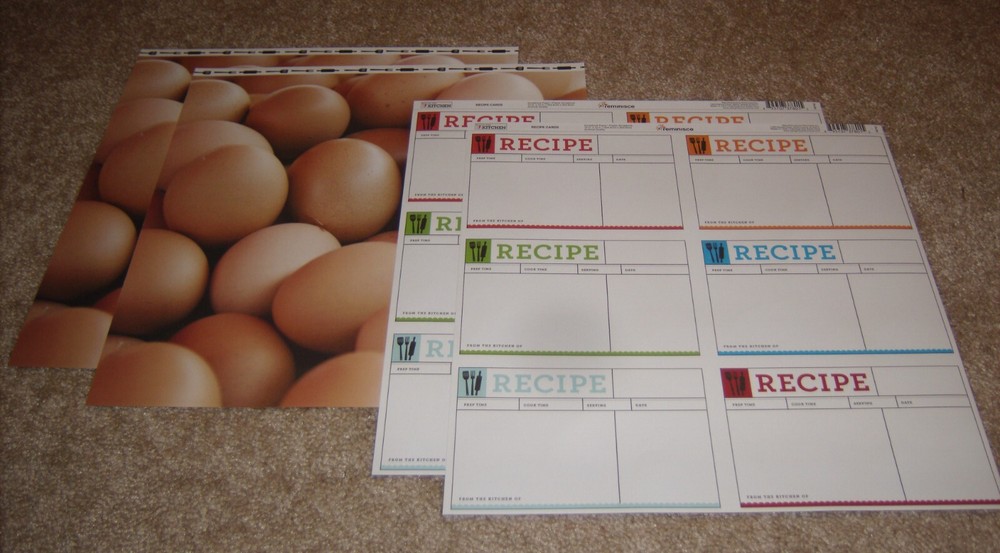 Reminisce 12×12 Dbl. Sided Scrapbook Papers(4) ~ In the Kitchen…Recipe/Eggs