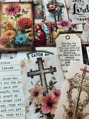#773 – SMALL FAITH & FLORAL Junk Journal Scrapbooking Kit – 15 Pieces SHIPS FREE