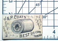 Vintage J&P Coats Spool Cotton Sewing Thread Six Cord Paper Sticker Decal