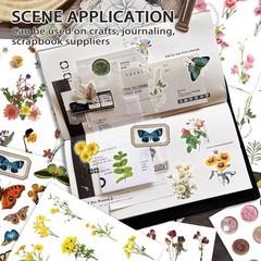 Flower Sticker Book, 40 Sheets 470pcs Floral Botanical Themed Journaling Supp…