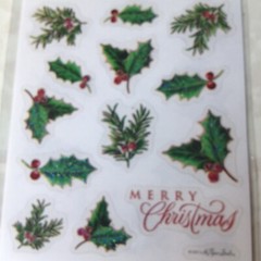 THE PAPER STUDIO STICKERS STICKABILITIES HOLLY WITH BERRIES 2 SHEETS 26PCS