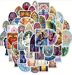 10pcs Light Stain Glass Window Stickers- Scrapbook, Journal, DIY Cards & Crafts