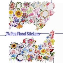 Tiny Floral Stickers 74pcs Vinyl Decals for Laptop Water Bottle Journal