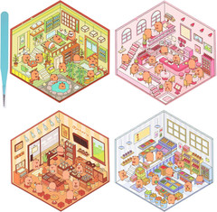 2 Sets Large 3D Sticker Scene House Stickers for Supermarket and Bookstore DIY