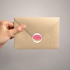 Adorable Donut Stickers – 500 Roll Labels, 1.5″ Food Party Envelope Seals, 8 Des