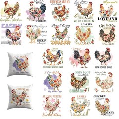 Dazoratix Chicken Iron on Transfers – 20 Sheets Colorful Floral DTF Ready to Pre