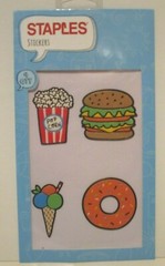 STAPLES CLOTH JUNK FOOD STICKERS PACK/4 ICE CREAM DOUGHNUT POPCORN BURGER