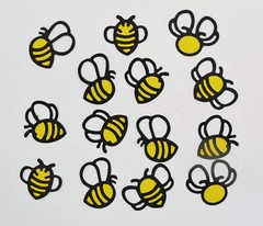 Bumble Bee Die Cut 14 bees Handmade Paper Piecing Card Stock Scrapbook 14 pc