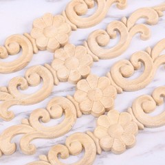 4 PCS Wood Appliques Door Wood Appliques Cabinets Applique Frame Corner Molding
