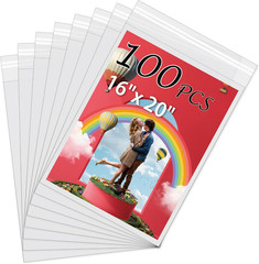 Acid-Free Picture Sleeves, 100 Pack Crystal Clear Storage Bags for 16X20 Art