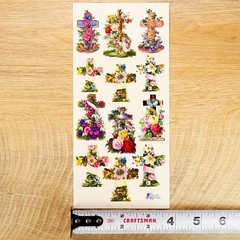 Violette Stickers – Floral Cross – 1 Decorated Religious Sticker Sheet – Crafts