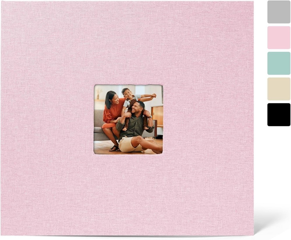 12×12 Scrapbook Album 3 Ring Binder Linen Cover Pink 60 Page Photo Portfolio