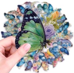 20Pcs Butterfly & Flower Multicolor Scrapbooking Stickers Assorted Designs