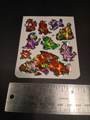 Vintage Stickers BJ Rainbow Dragons Prism Sticker Sheet VTG 80s