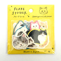 Japanese Cat Sticker Flakes Set 24pcs Kawaii Cute Japan Stationery