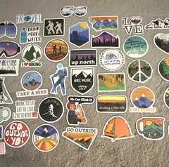 Set of 49 Vacation & Travel Stickers Lot for Outdoor Adventure Hiking Camping